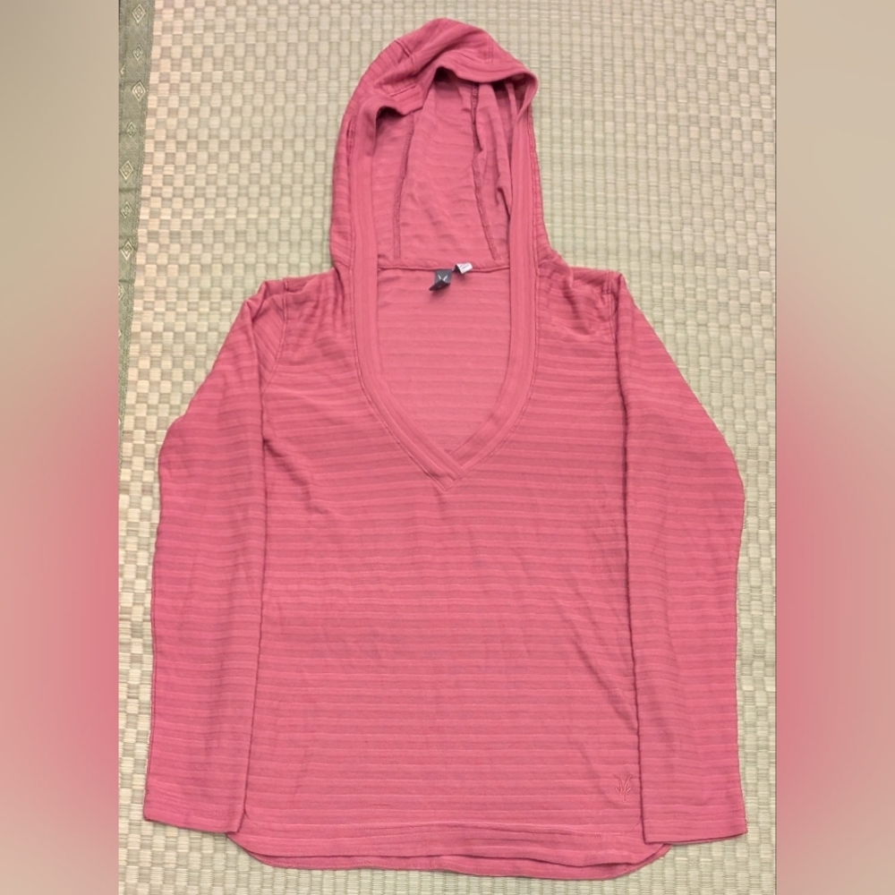 Ibex V-neck Hooded Shirt Pink Women's Size Medium Made in USA
